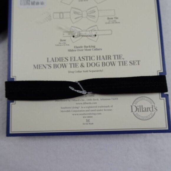 Velvet Bow Tie AND Ladies Hair Tie AND Dog Bow Tie Black 3 Piece Set Matching - Picture 7 of 8